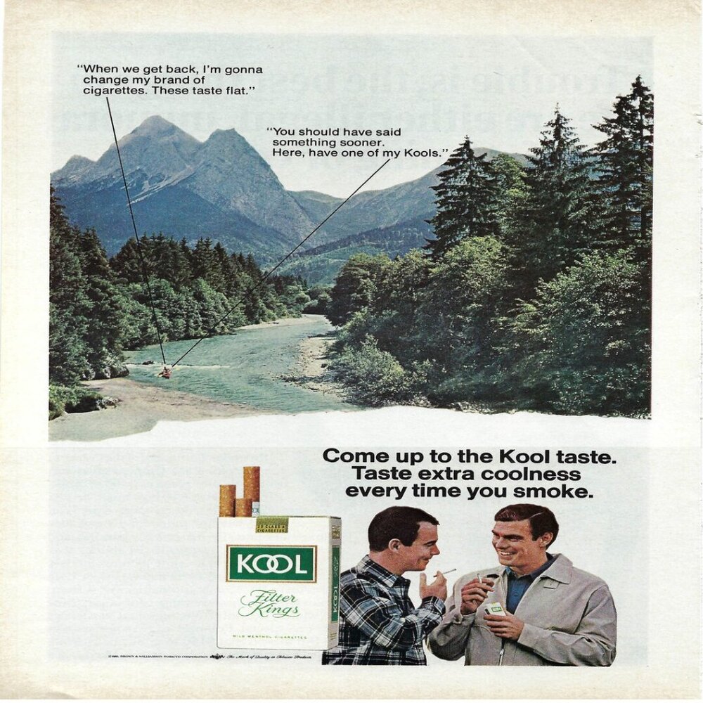 1967 Kool Filter Kings Cigarettes Forest & River Vtg Magazine Print Ad/Poster